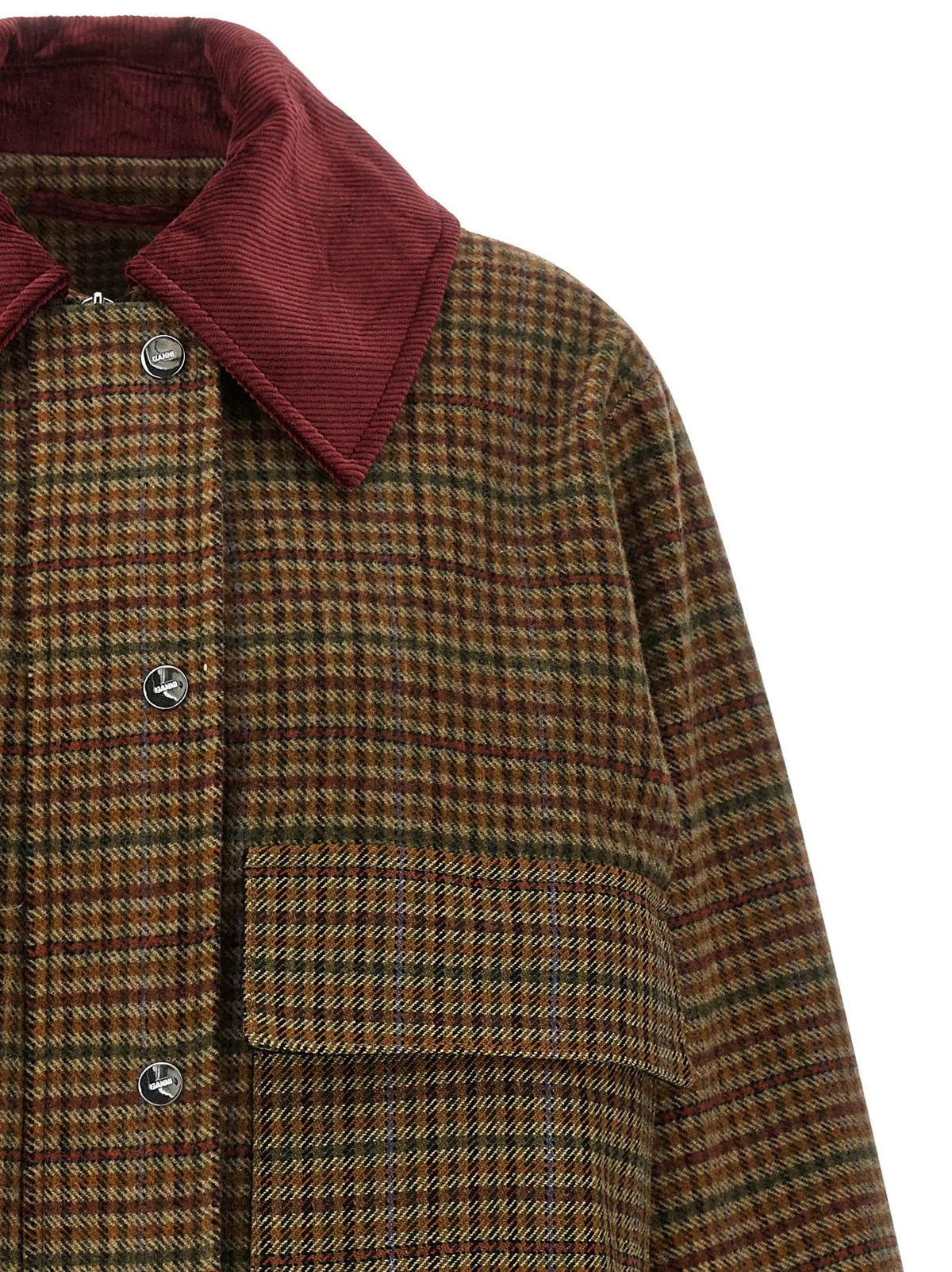Ganni Brown Wool Full-Length Jacket