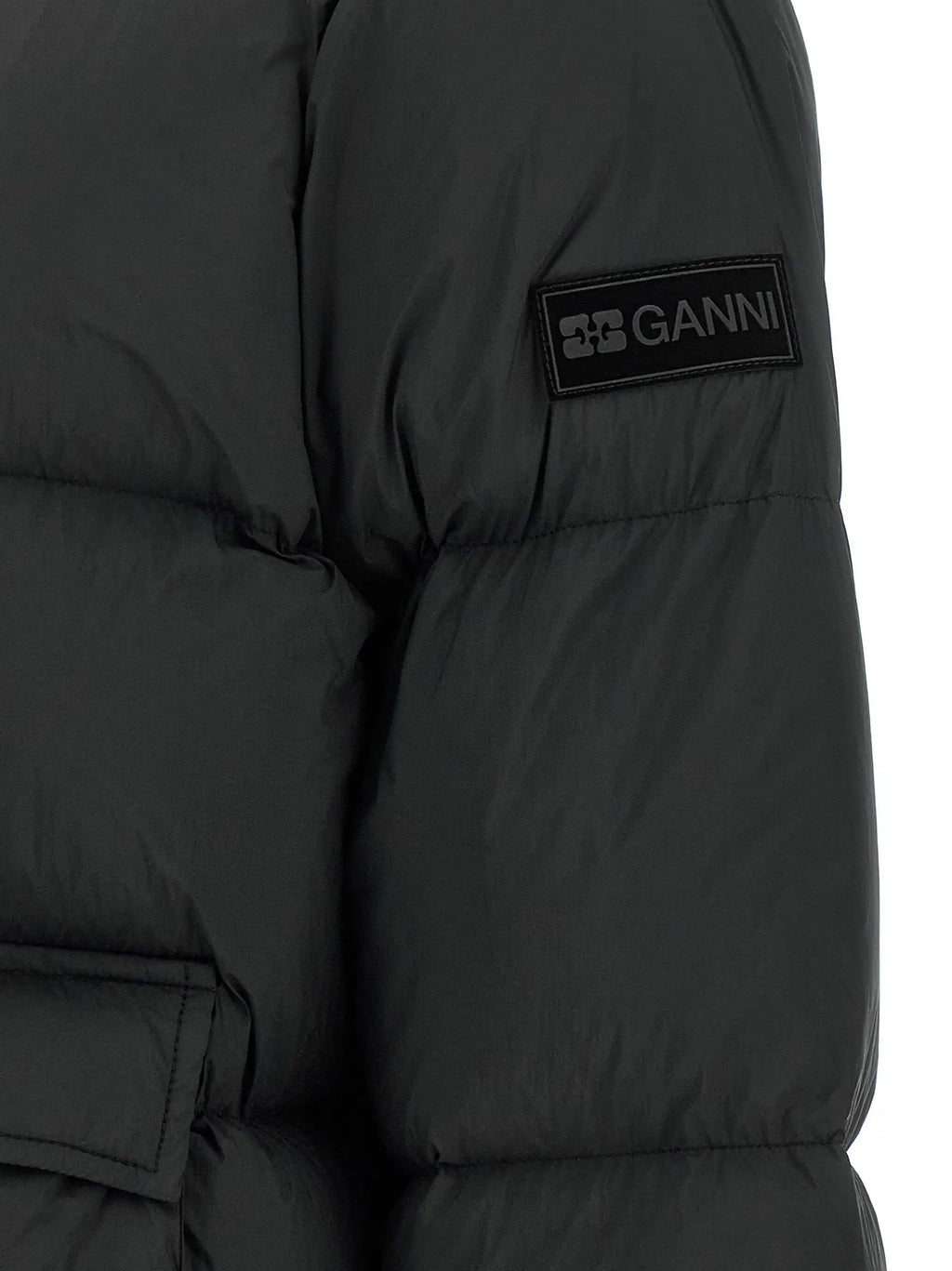 Veste longue en polyamide noir Ganni