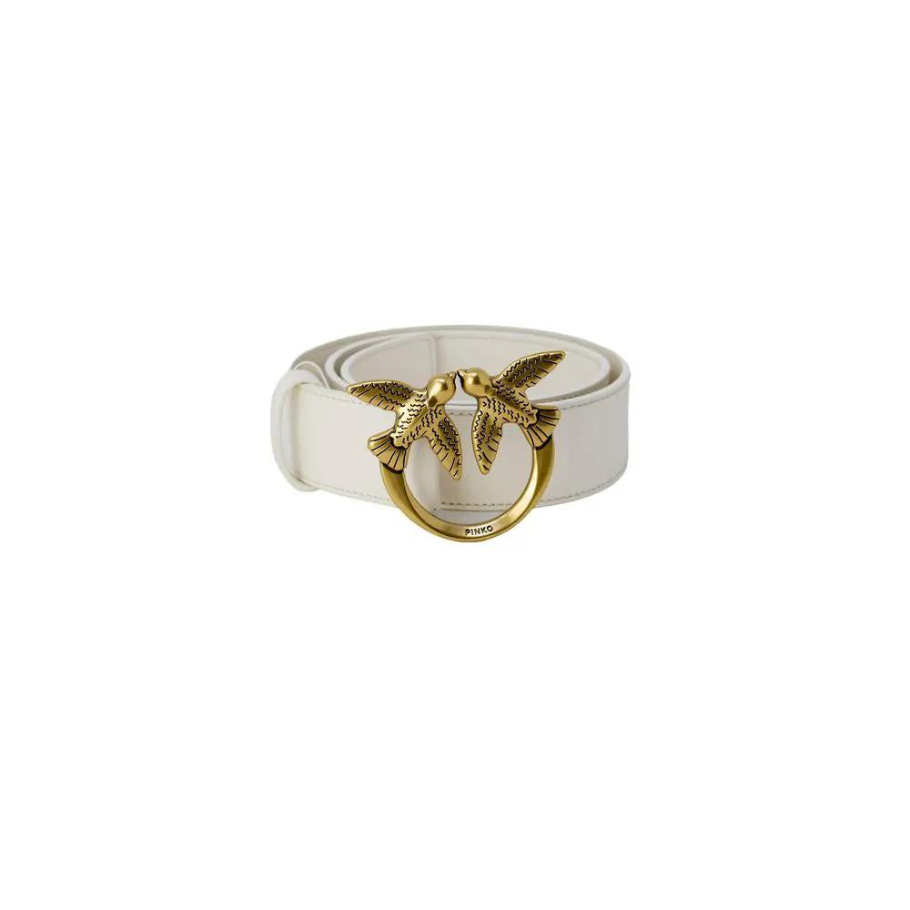 PINKO PINKO Cream Leather Regular Belt