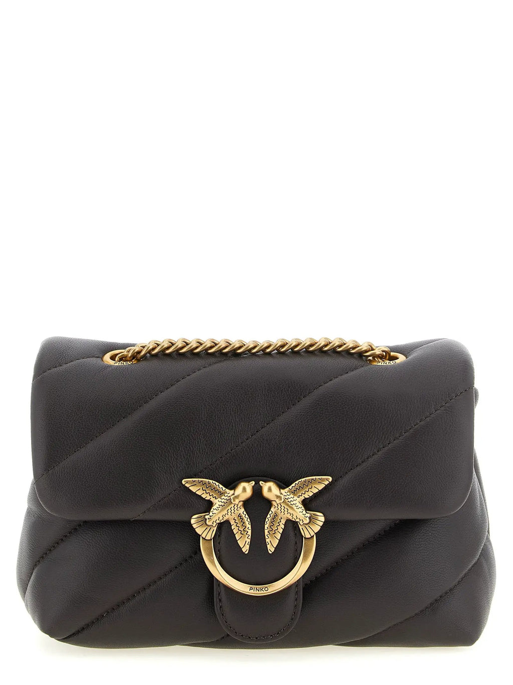PINKO Black Lamb Leather Crossbody Bag