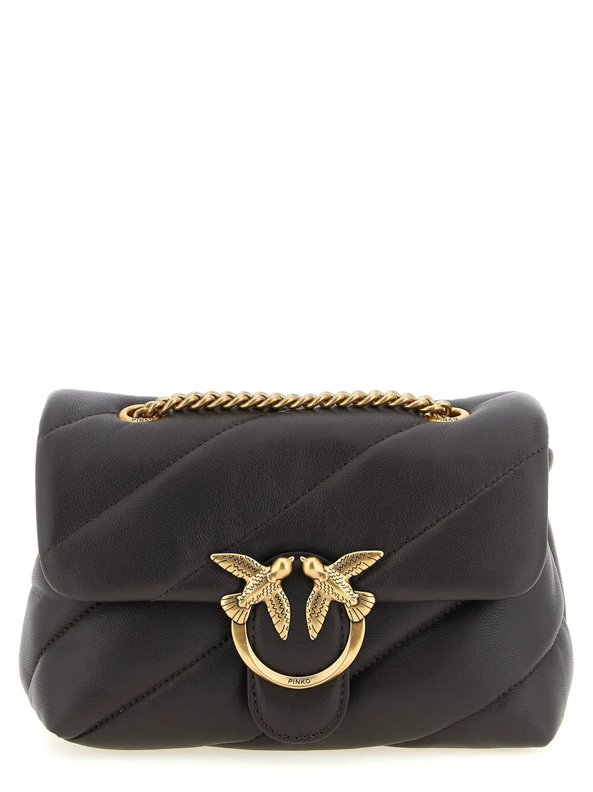 PINKO Black Lamb Leather Crossbody Bag