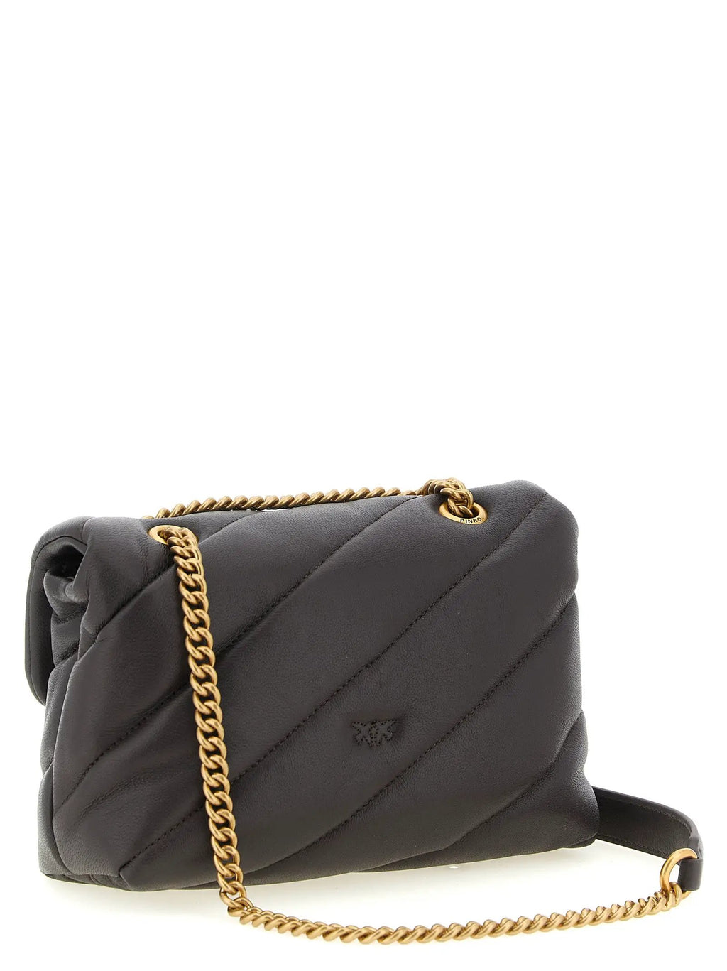 PINKO Black Lamb Leather Crossbody Bag