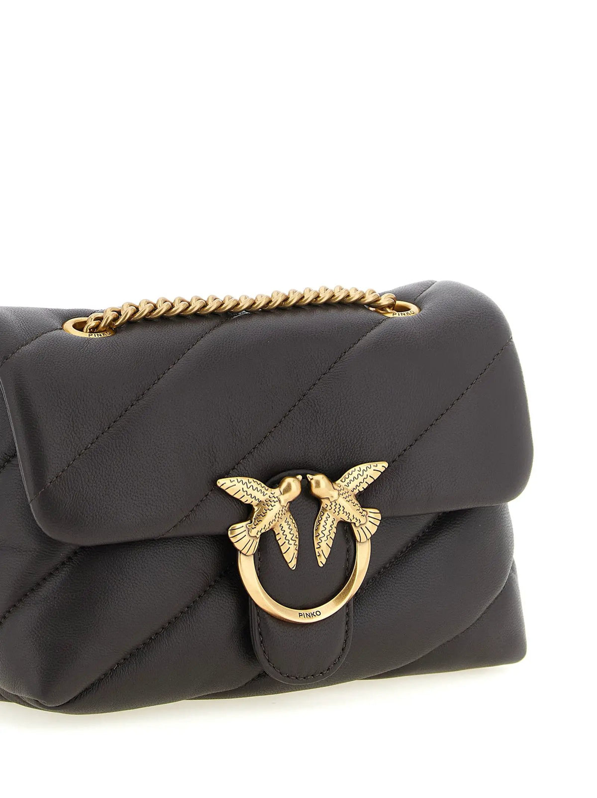 PINKO Black Lamb Leather Crossbody Bag