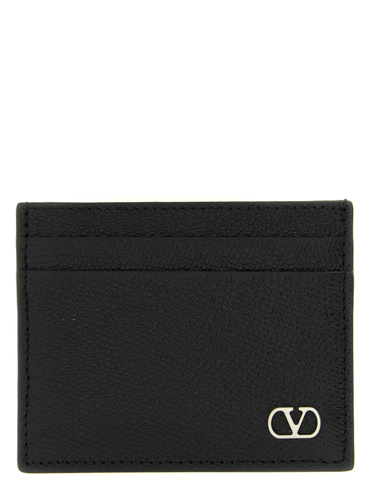 Porte-cartes Valentino Garavani en cuir de veau noir