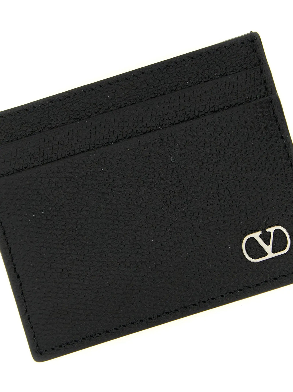 Porte-cartes Valentino Garavani en cuir de veau noir