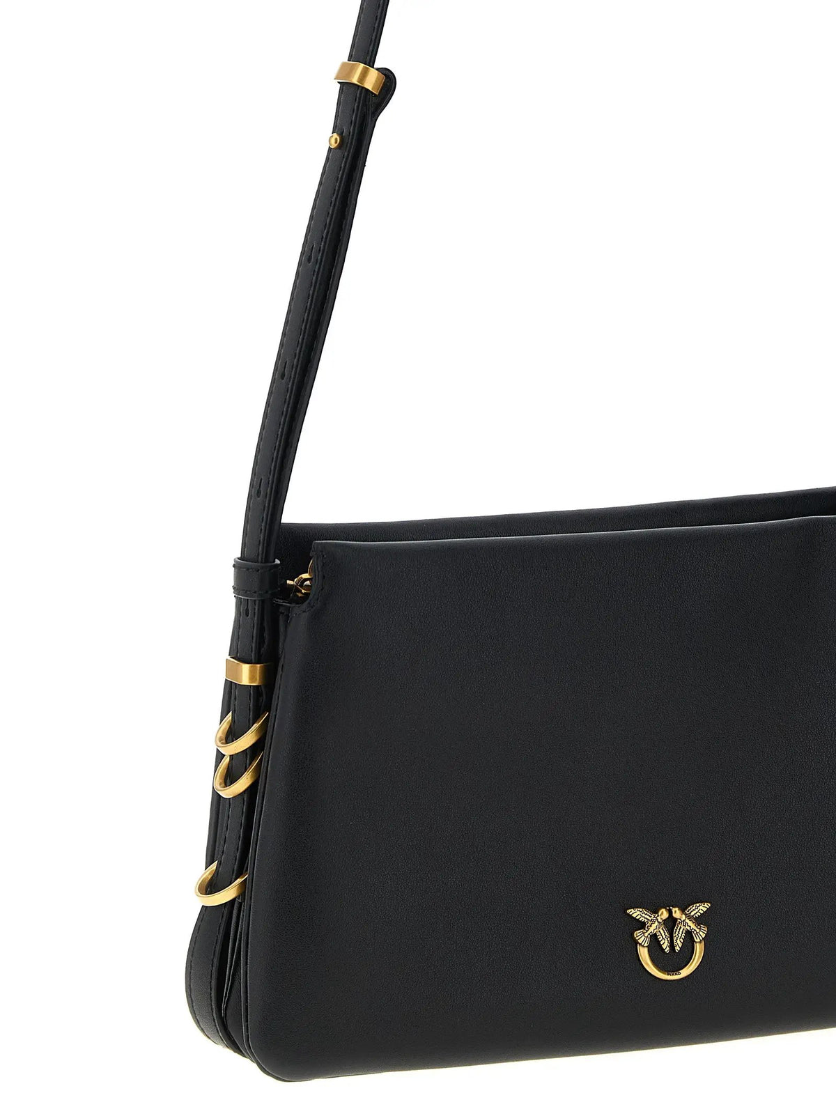 PINKO Black Calfskin Crossbody Bag