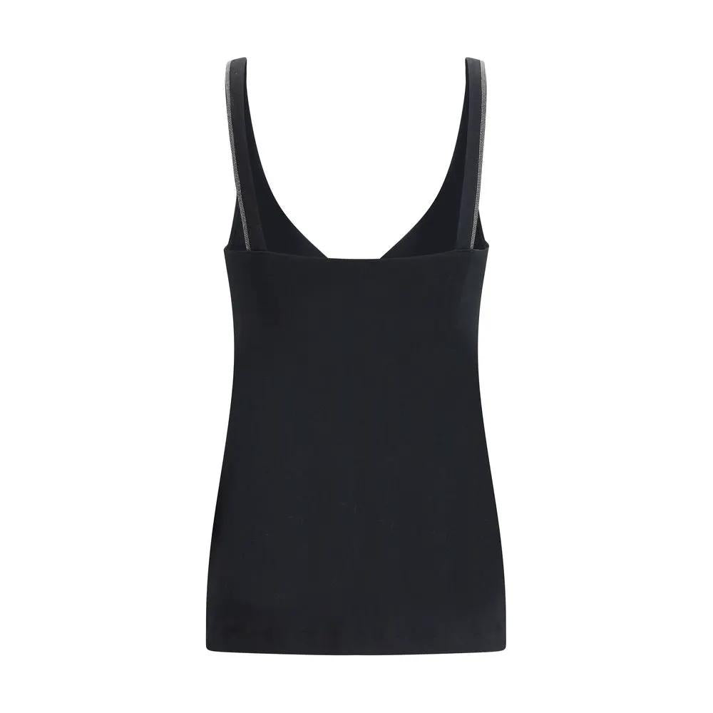 Brunello Cucinelli Brunello Cucinelli Black Cotton Sleeveles T-Shirt