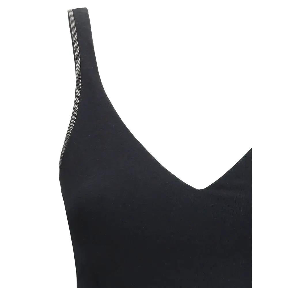 Brunello Cucinelli Brunello Cucinelli Black Cotton Sleeveles T-Shirt