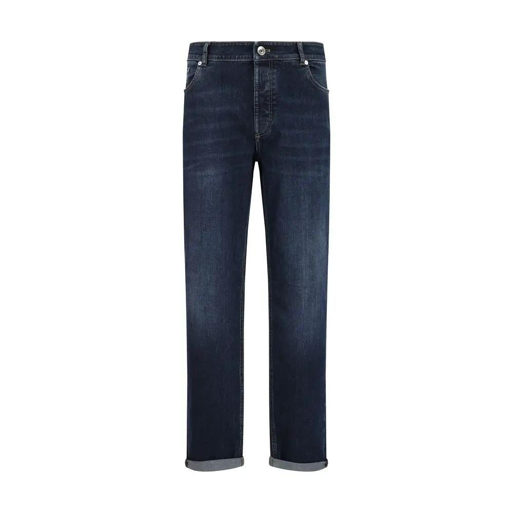 Brunello Cucinelli Brunello Cucinelli Blue Cotton Straight-Leg Jeans