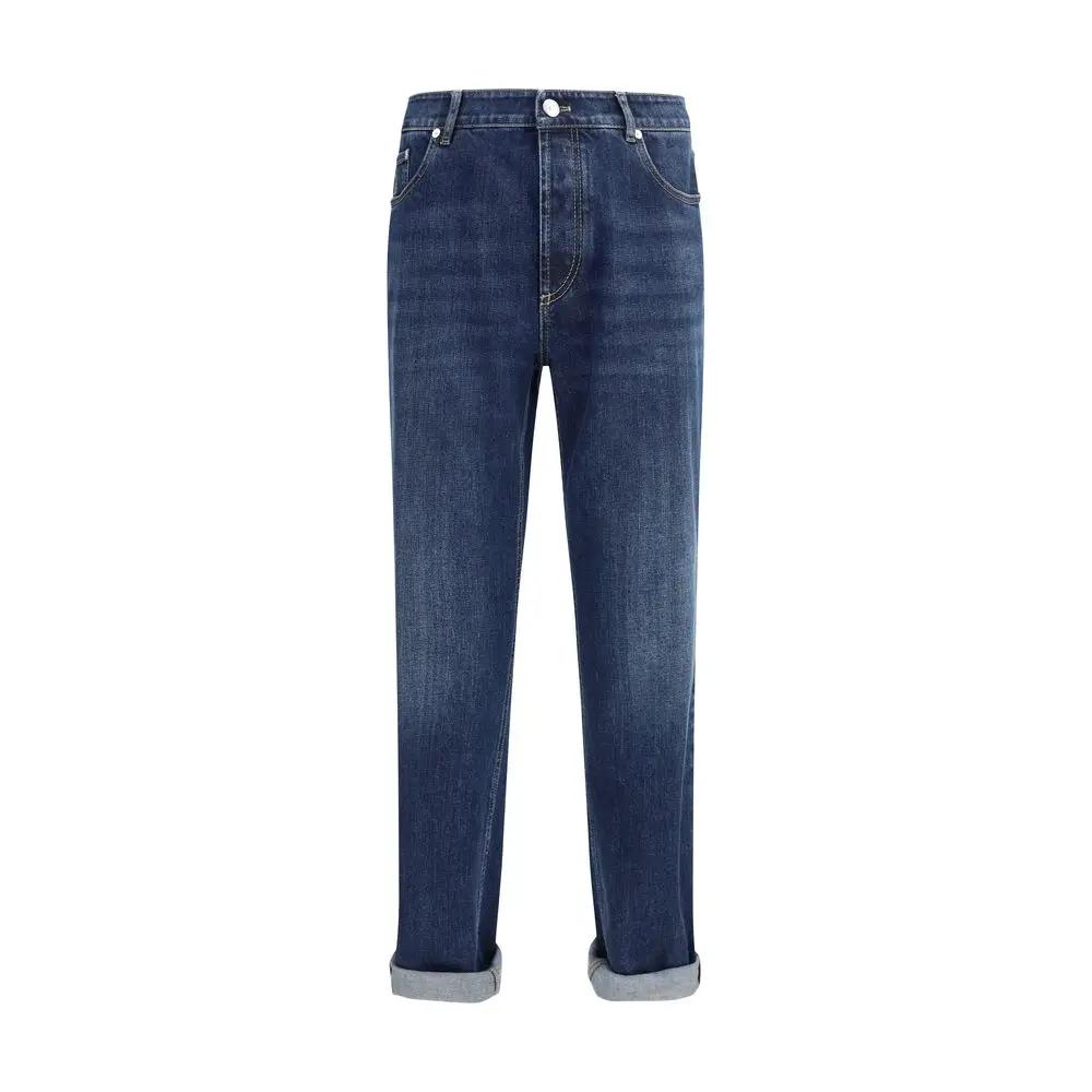 Brunello Cucinelli Brunello Cucinelli Blue Cotton Straight-Leg Jeans