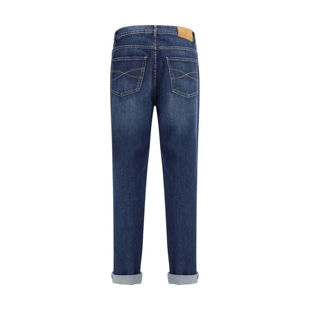 Brunello Cucinelli Brunello Cucinelli Blue Cotton Straight-Leg Jeans
