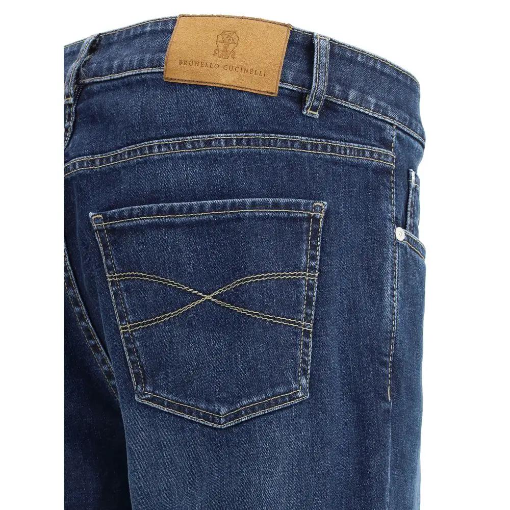 Brunello Cucinelli Brunello Cucinelli Blue Cotton Straight-Leg Jeans