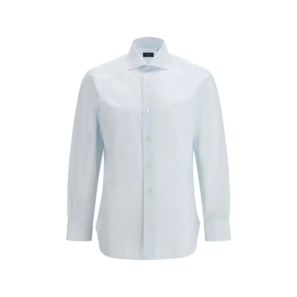 Finamore Finamore Blue Cotton Pattern Shirt