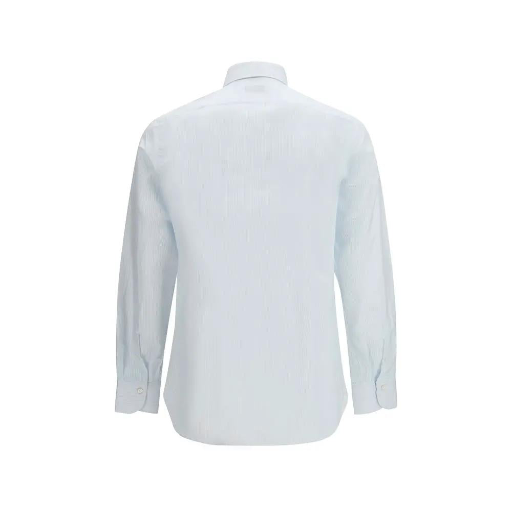 Finamore Finamore Blue Cotton Pattern Shirt