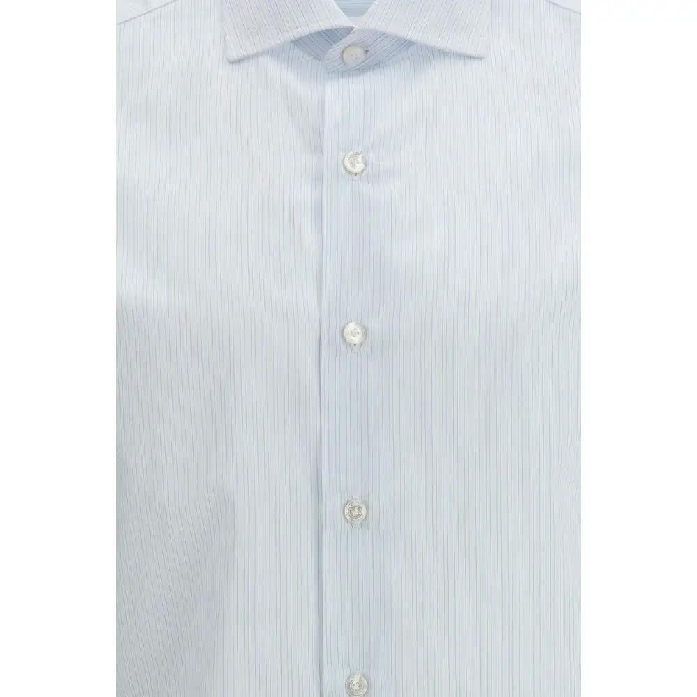 Finamore Finamore Blue Cotton Pattern Shirt