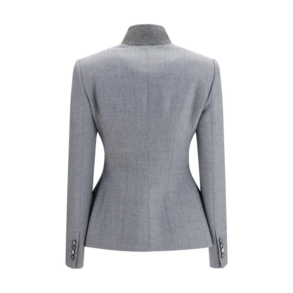 Alexander McQueen Gray Wool Oves Aries Full-Length Jacket