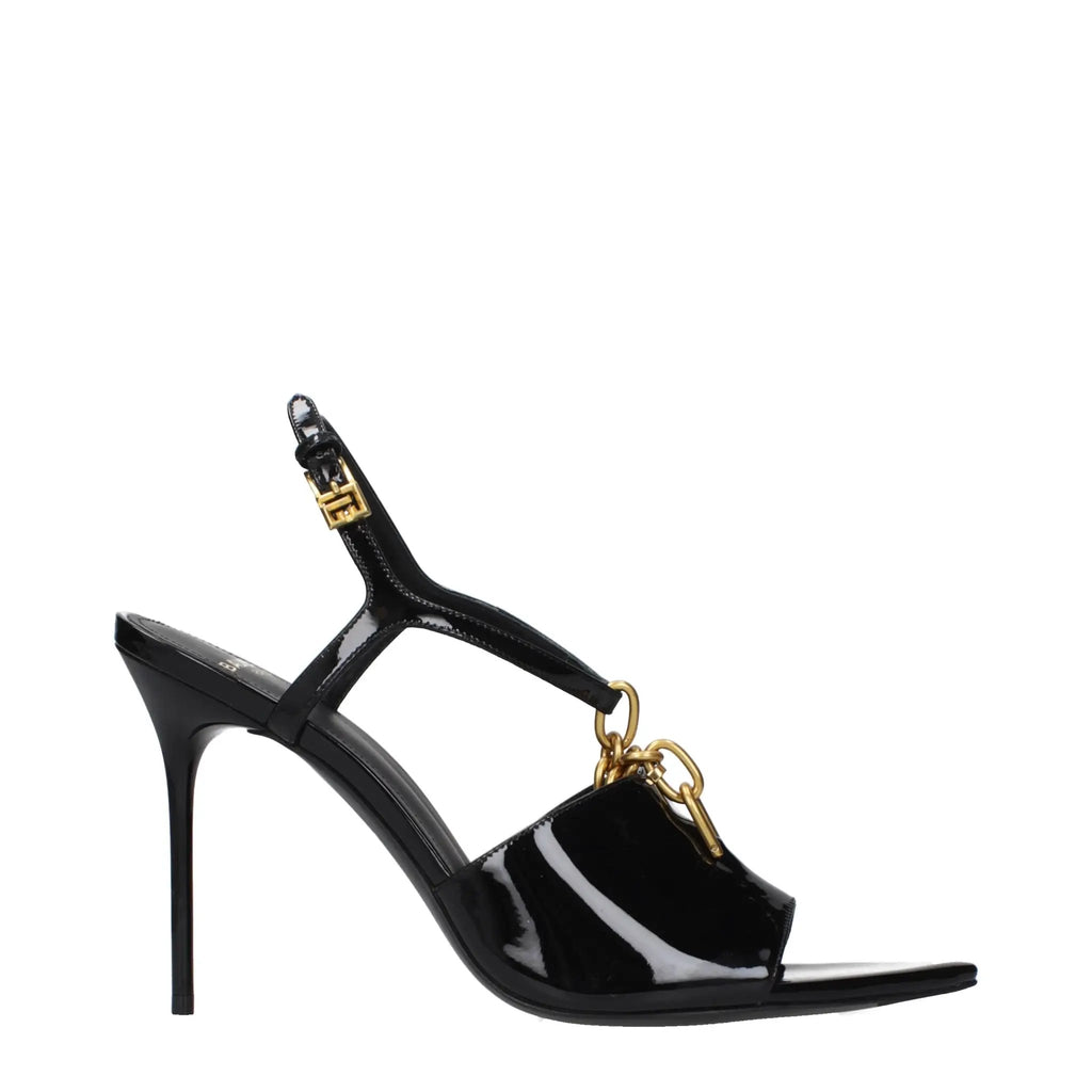 Balmain Balmain Black Leather Stiletto Heel Sandals