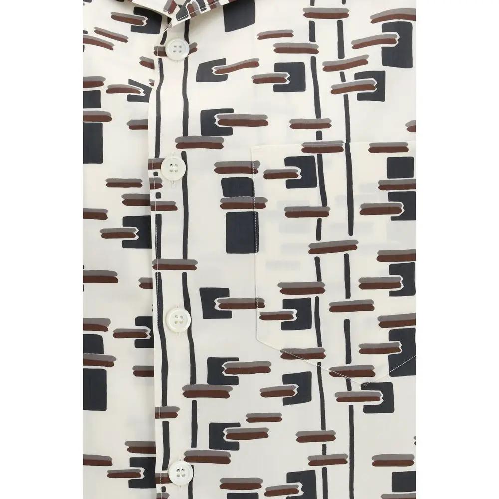 Prada Prada Beige Cotton Pattern Shirt