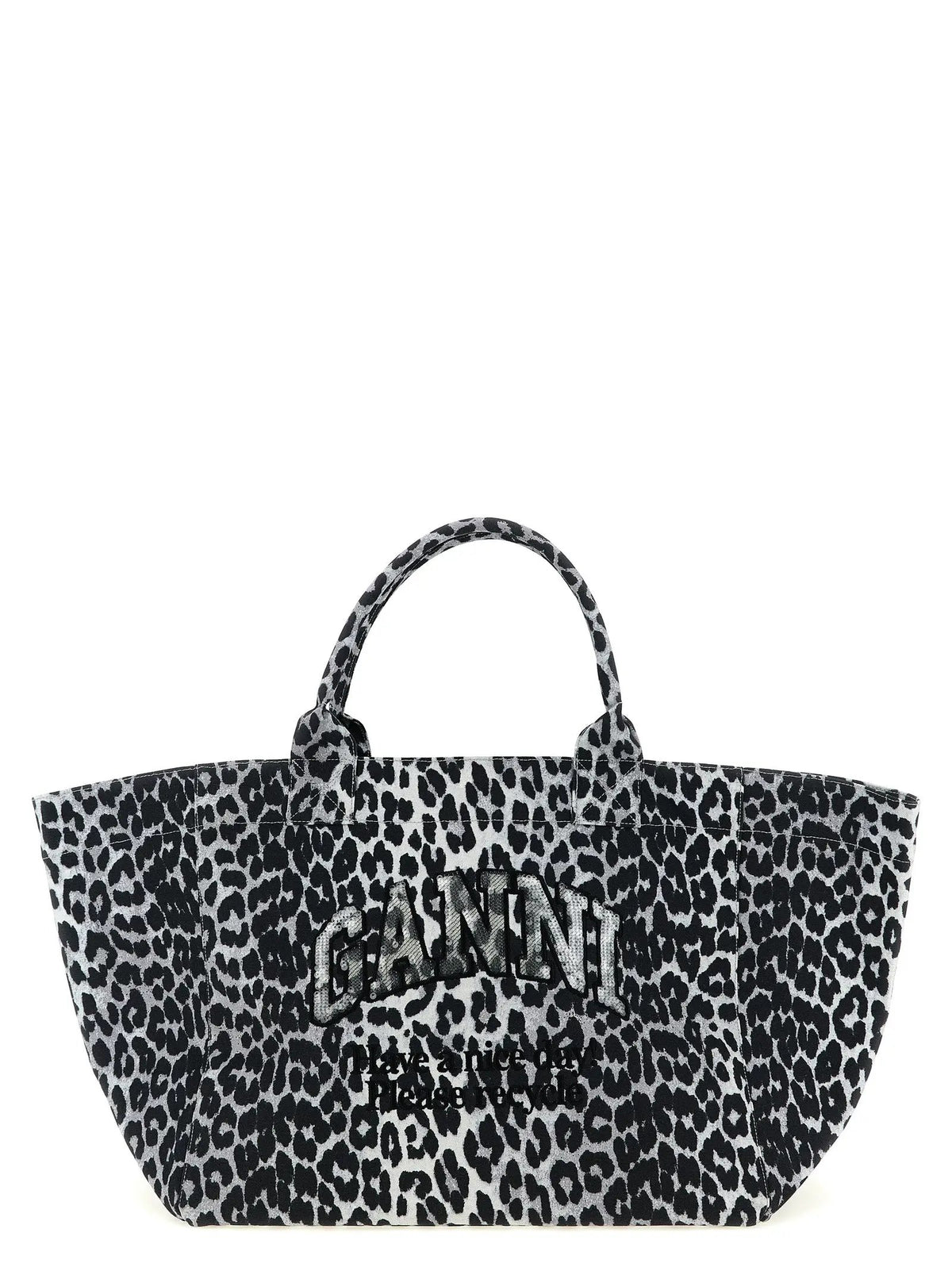 Ganni Ganni Gray Recycled Cotton Tote Bag