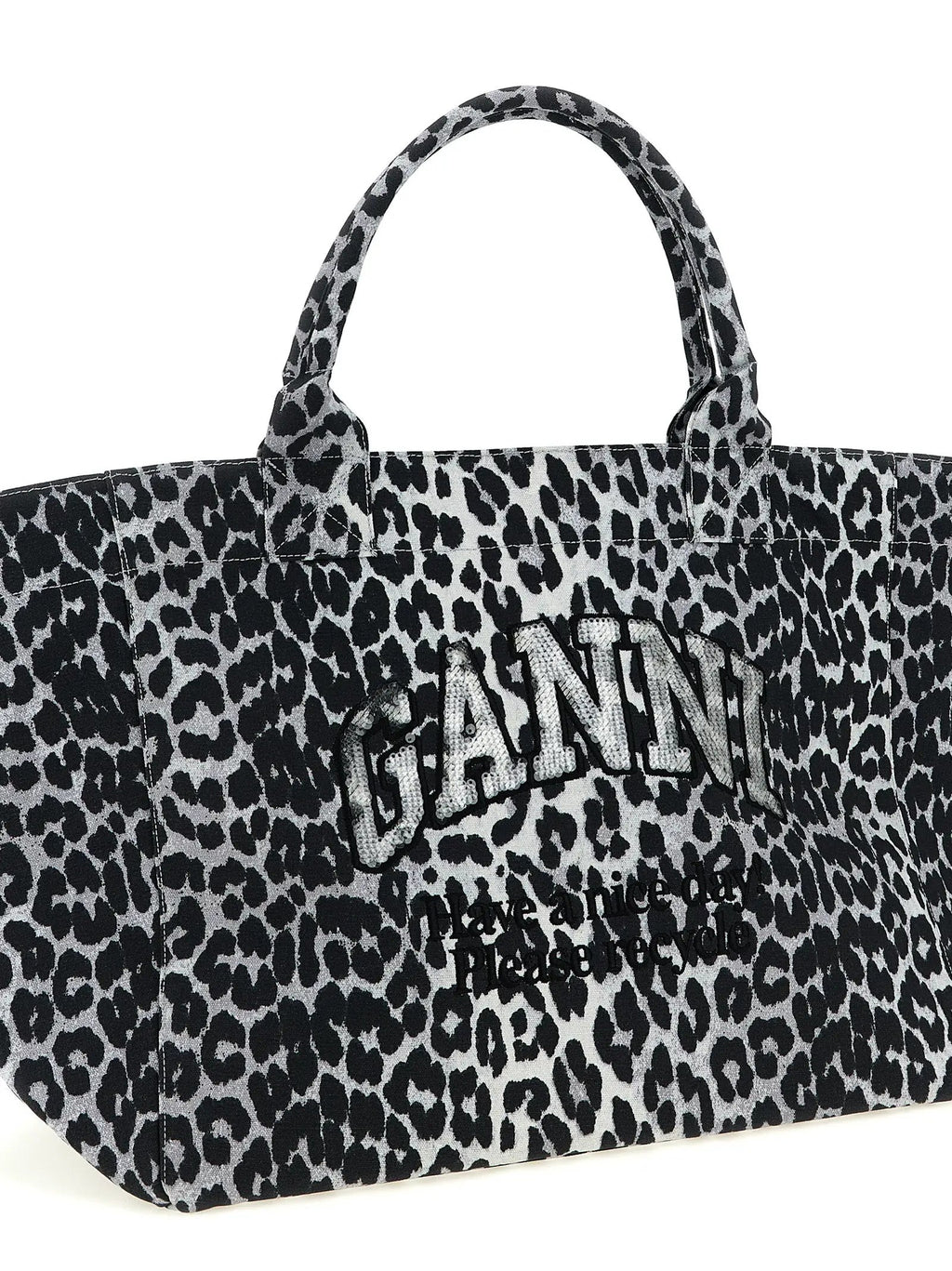 Ganni Ganni Gray Recycled Cotton Tote Bag