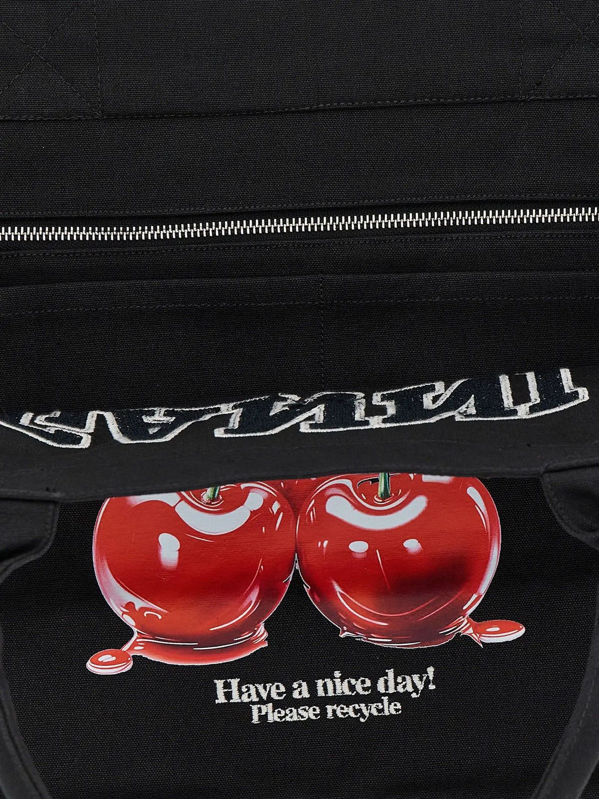 Ganni Ganni Black Recycled Cotton Tote Bag