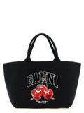 Ganni Ganni Black Recycled Cotton Tote Bag