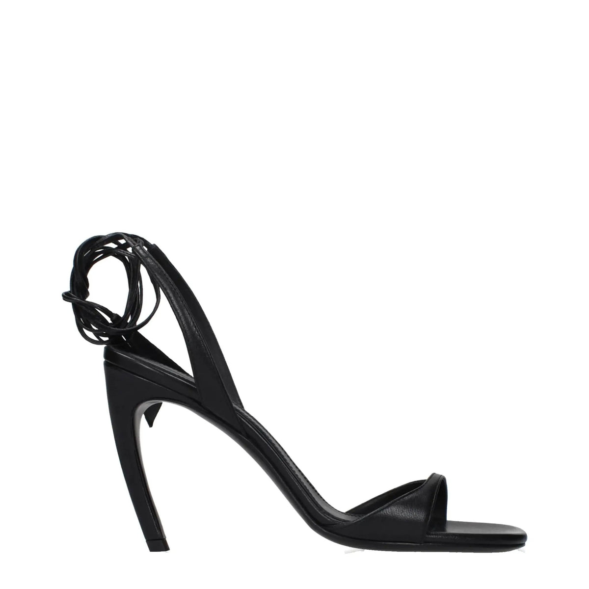 The Attico Black Leather Stiletto Heel Sandals