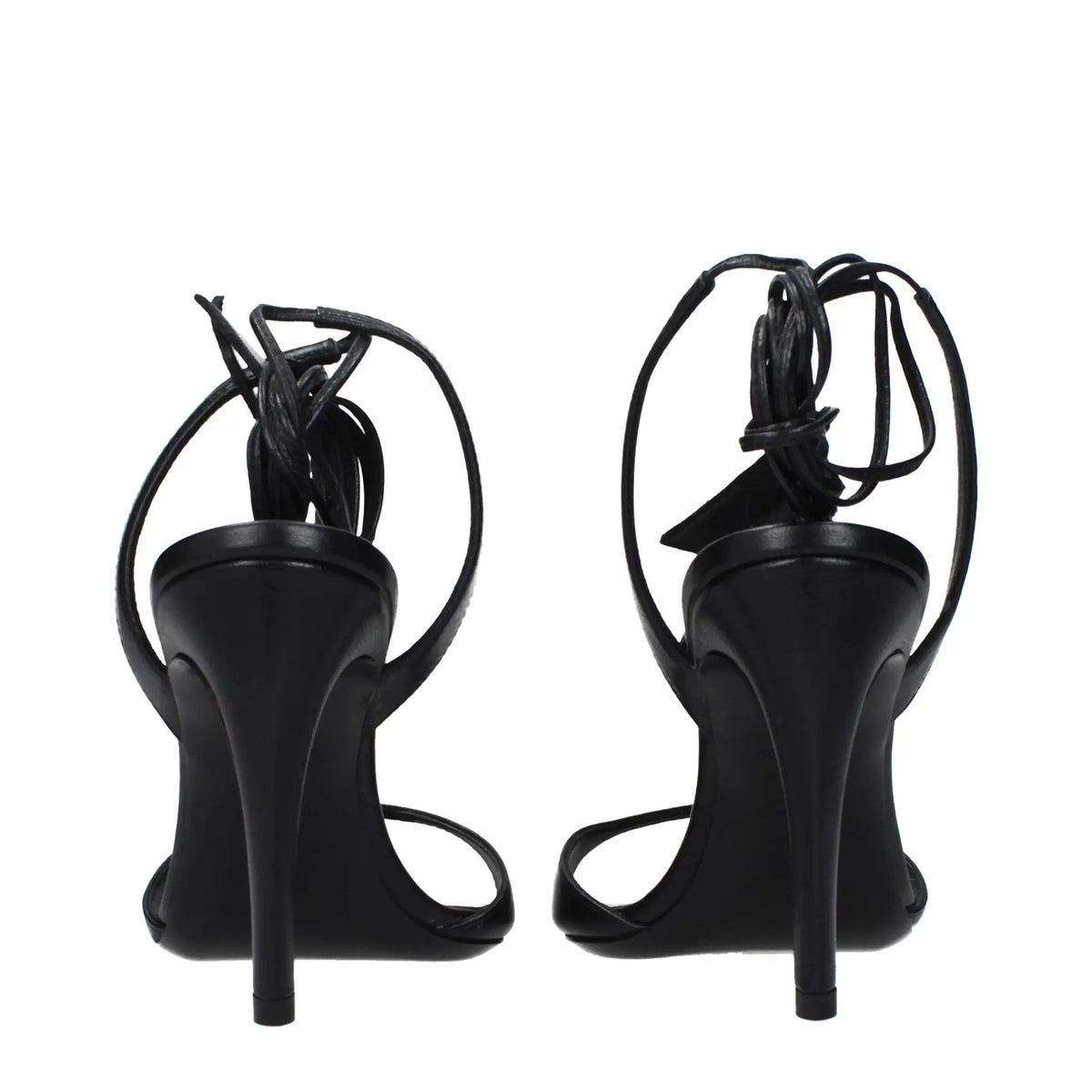 The Attico Black Leather Stiletto Heel Sandals