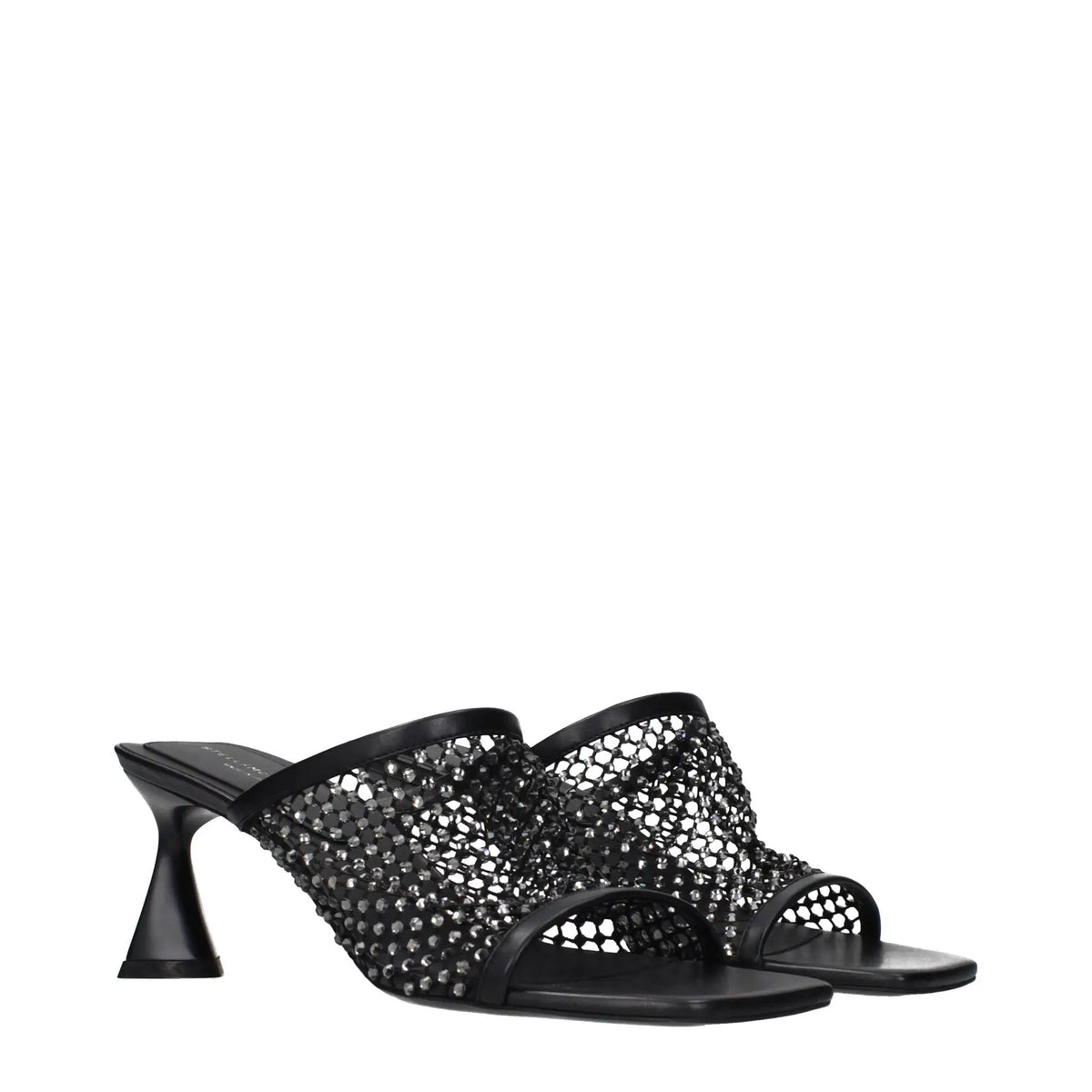 Stella McCartney Stella McCartney Black Leather Stiletto Heel Sandals