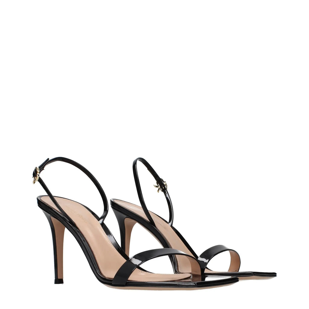 Gianvito Rossi Gianvito Rossi Black Leather Stiletto Heel Sandals