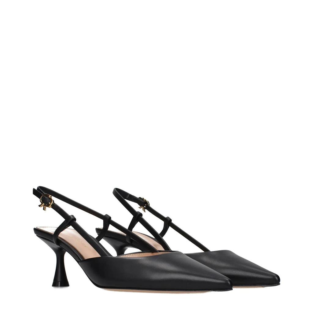 Gianvito Rossi Gianvito Rossi Black Leather Mid Heel Pumps