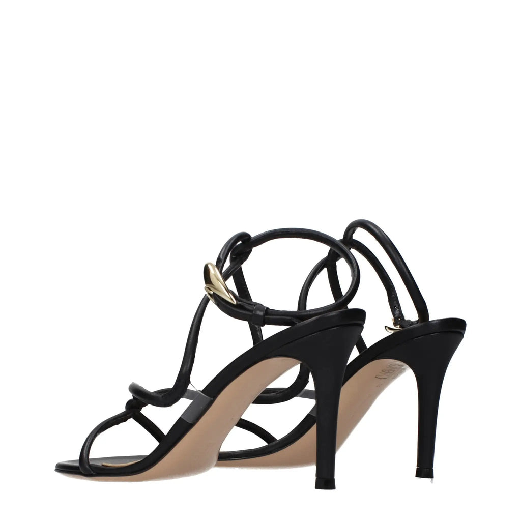 Gianvito Rossi Gianvito Rossi Black Leather Stiletto Heel Sandals