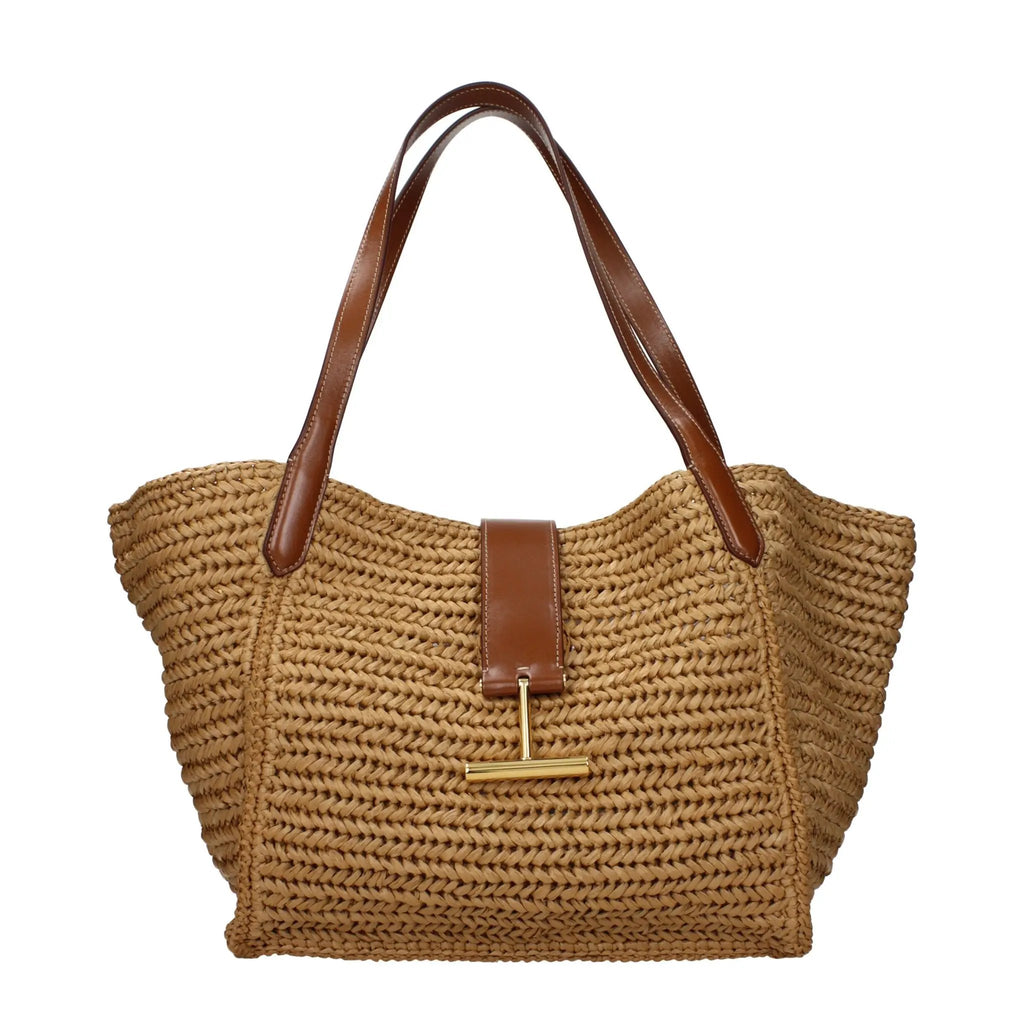 Tom Ford Tom Ford Beige Raffia Shoulder Bag