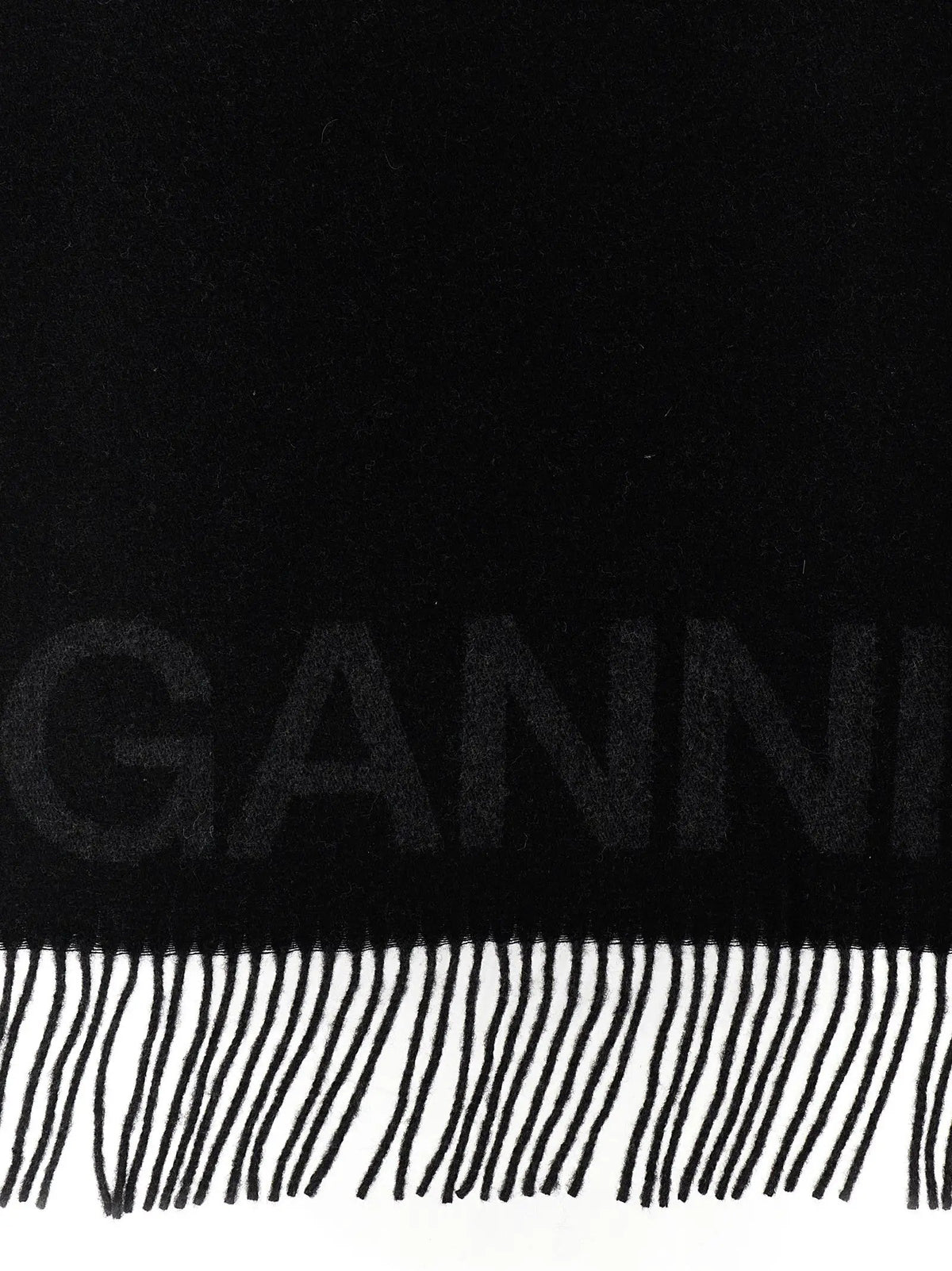 Ganni Black Wool Scarf