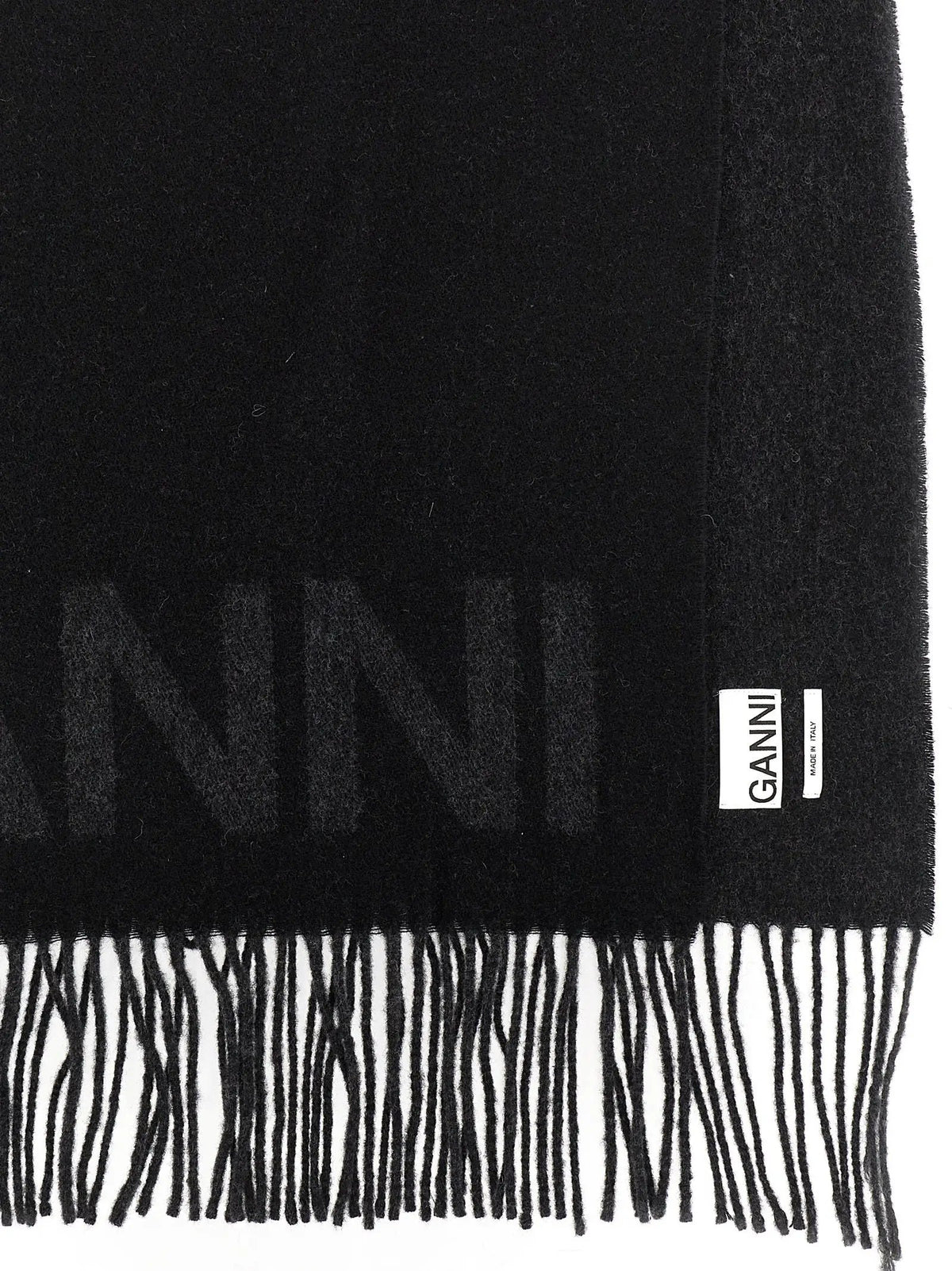 Ganni Black Wool Scarf