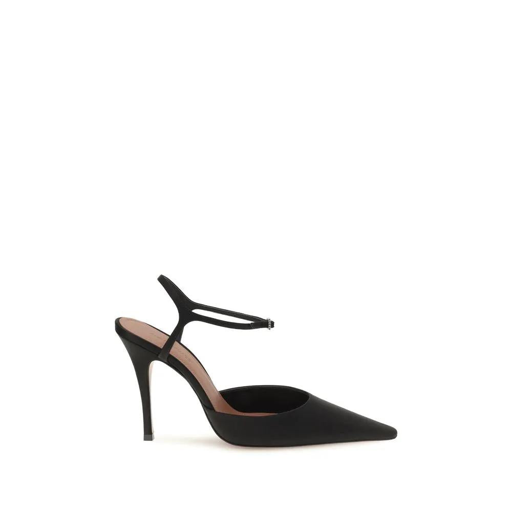 Amina Muaddi Amina Muaddi Black Satin High Heel Pumps