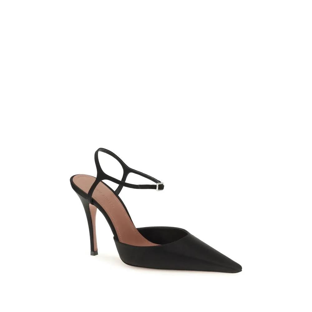 Amina Muaddi Amina Muaddi Black Satin High Heel Pumps