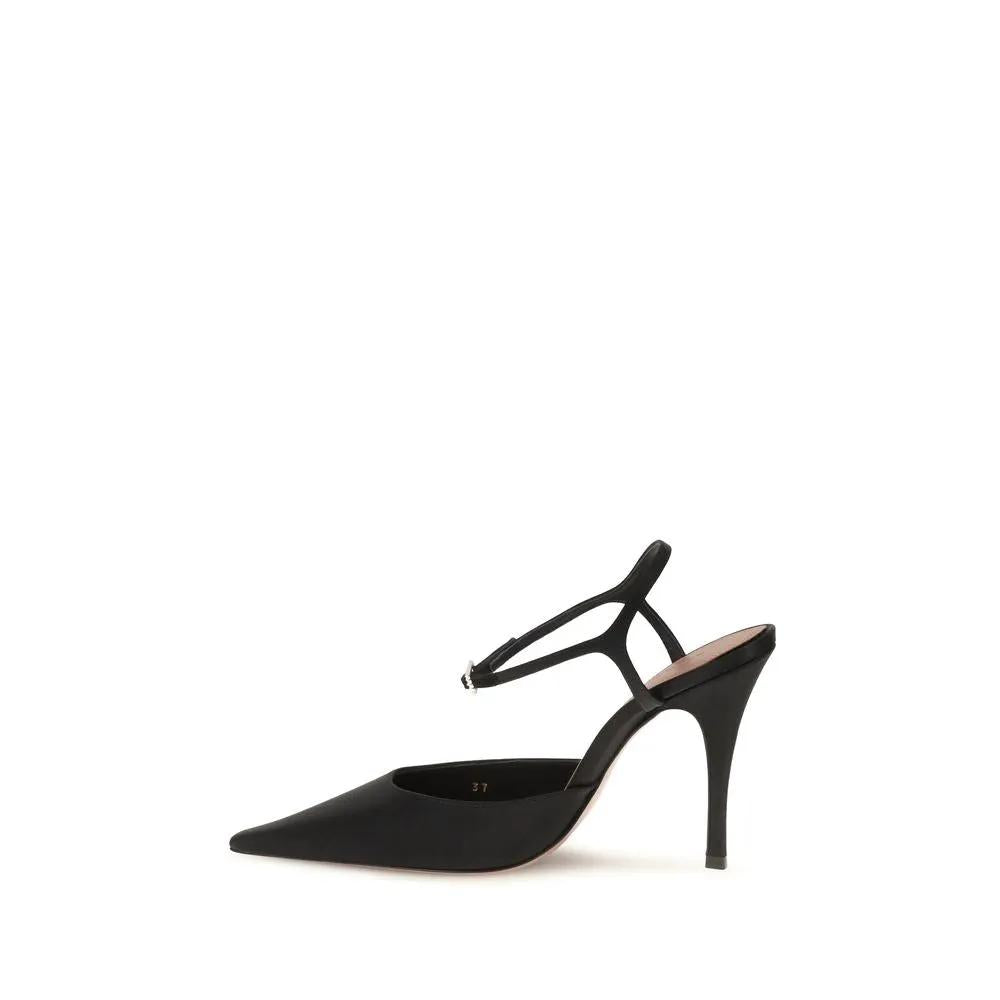 Amina Muaddi Amina Muaddi Black Satin High Heel Pumps