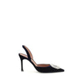 Amina Muaddi Blue Velvet High Heel Pumps