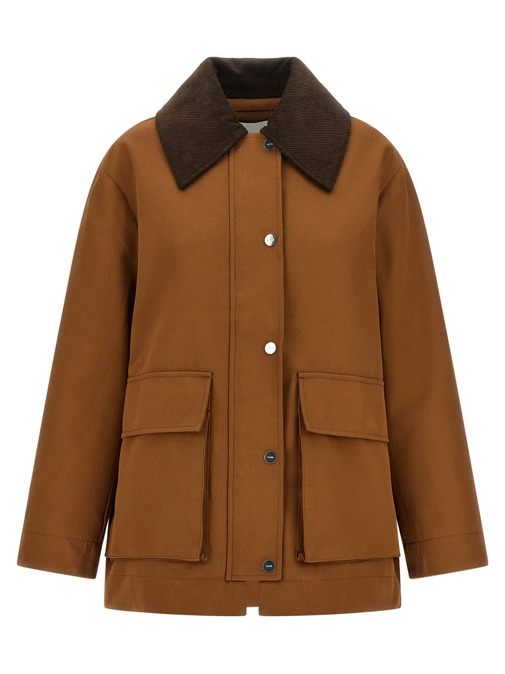 Ganni Ganni Brown Recycled Polyester Full-Length Jacket