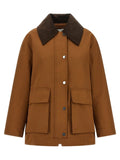 Ganni Ganni Brown Recycled Polyester Full-Length Jacket