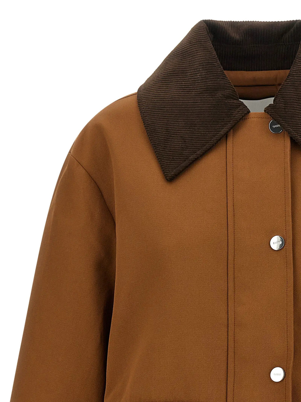 Ganni Ganni Brown Recycled Polyester Full-Length Jacket