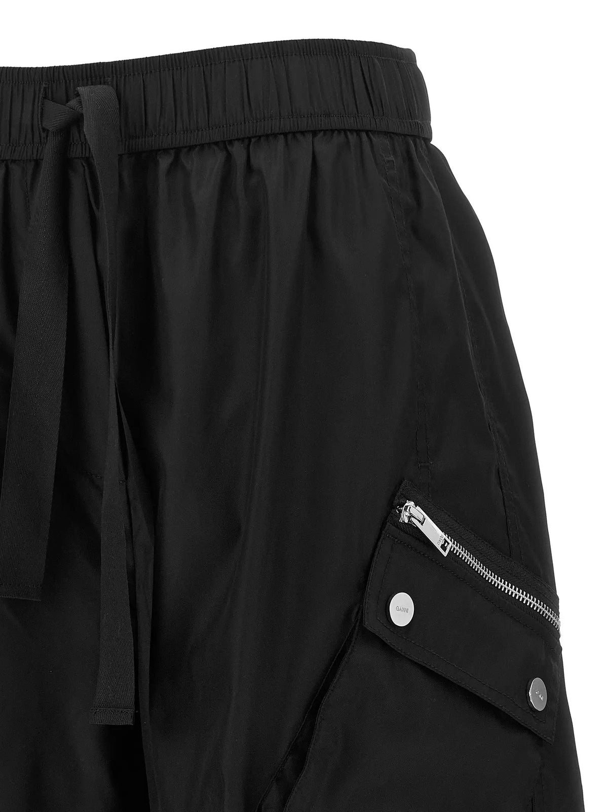 Ganni Ganni Black Recycled Polyamide Cargo Pants