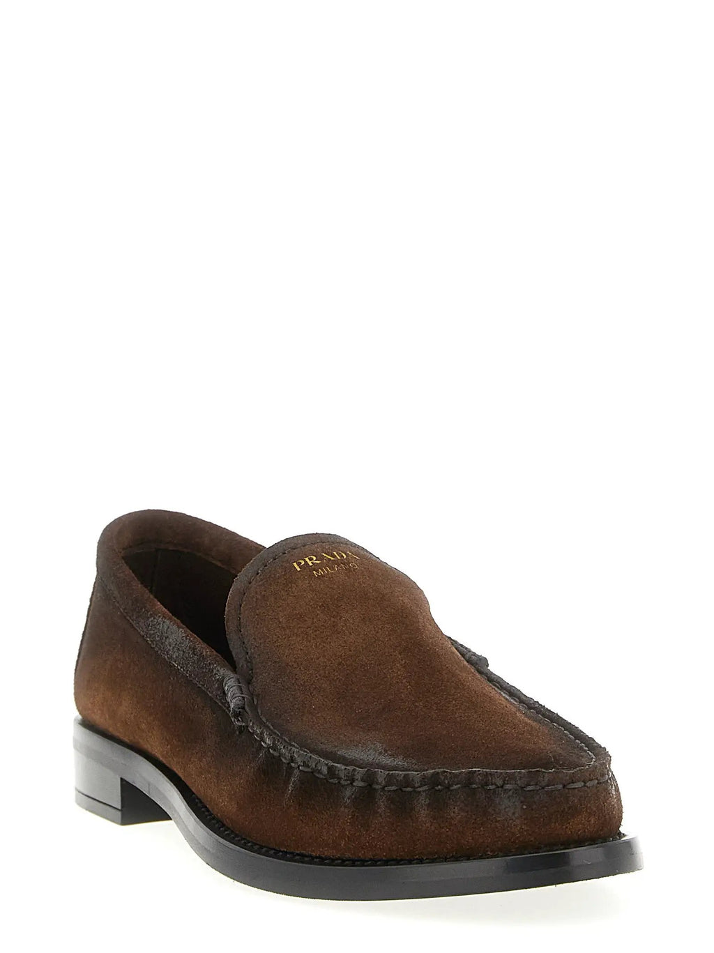 Prada Prada Brown Calfskin Slip-On Loafers
