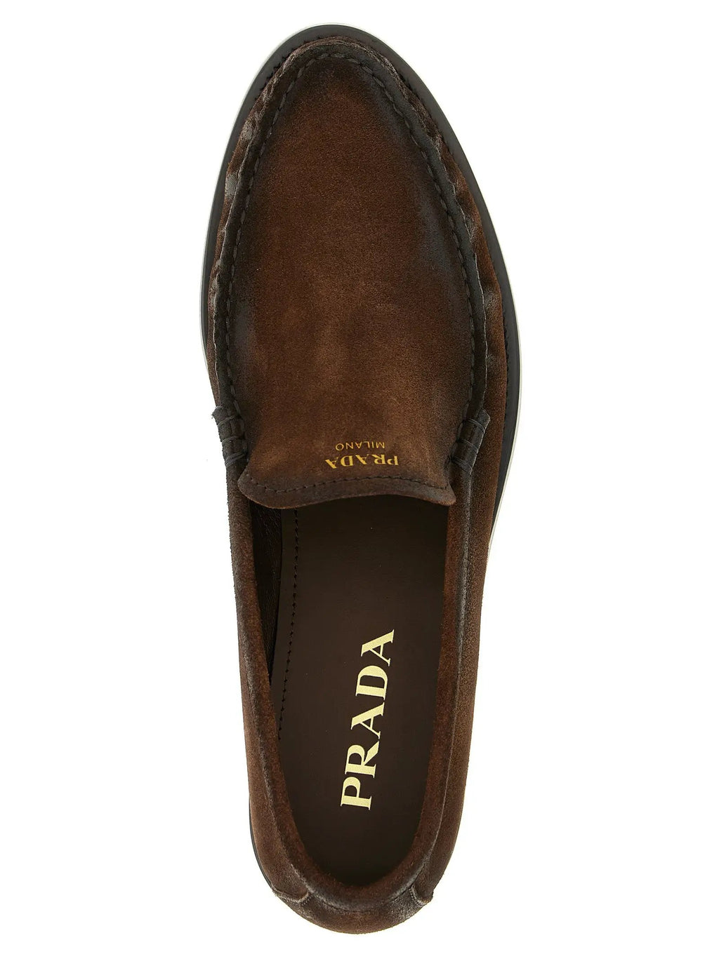 Prada Prada Brown Calfskin Slip-On Loafers