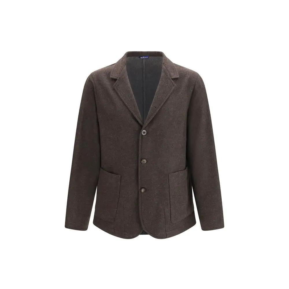 Finamore Brown Wool Oves Aries Full-Length Jacket