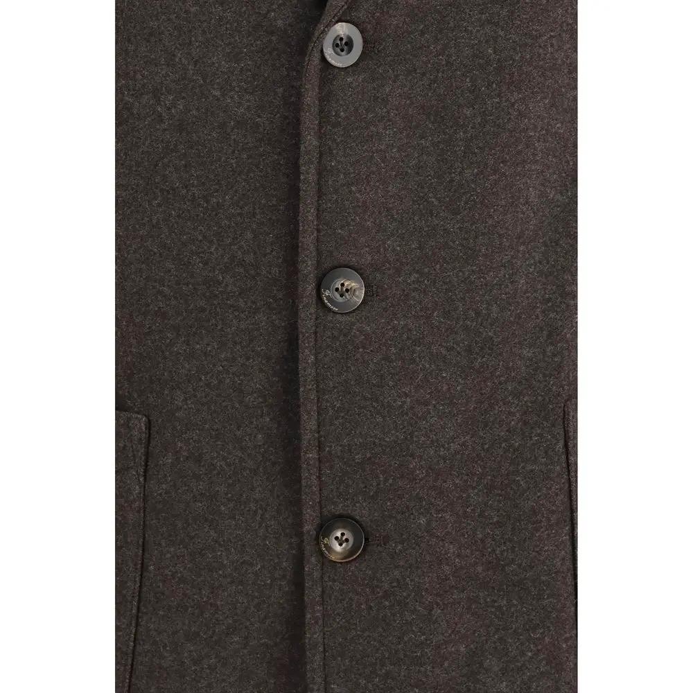 Finamore Brown Wool Oves Aries Full-Length Jacket