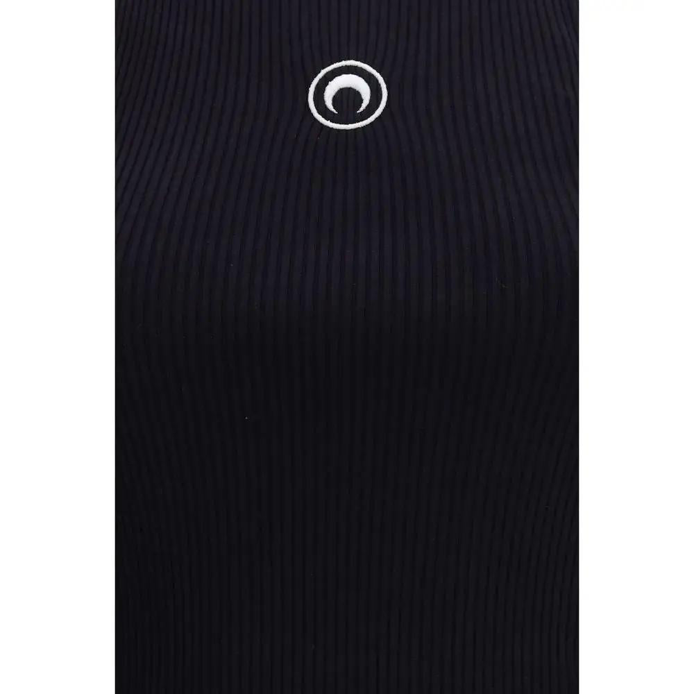 Marine Serre Black Organic Cotton Sleeveles T-Shirt