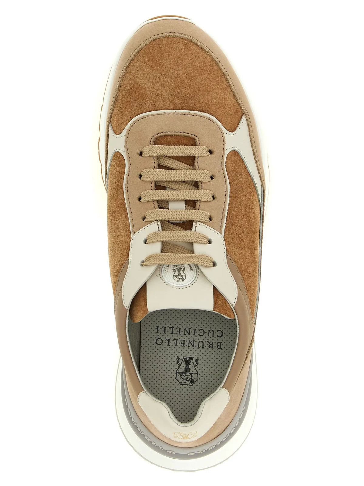 Brunello Cucinelli Beige Calfskin Low Top Sneakers