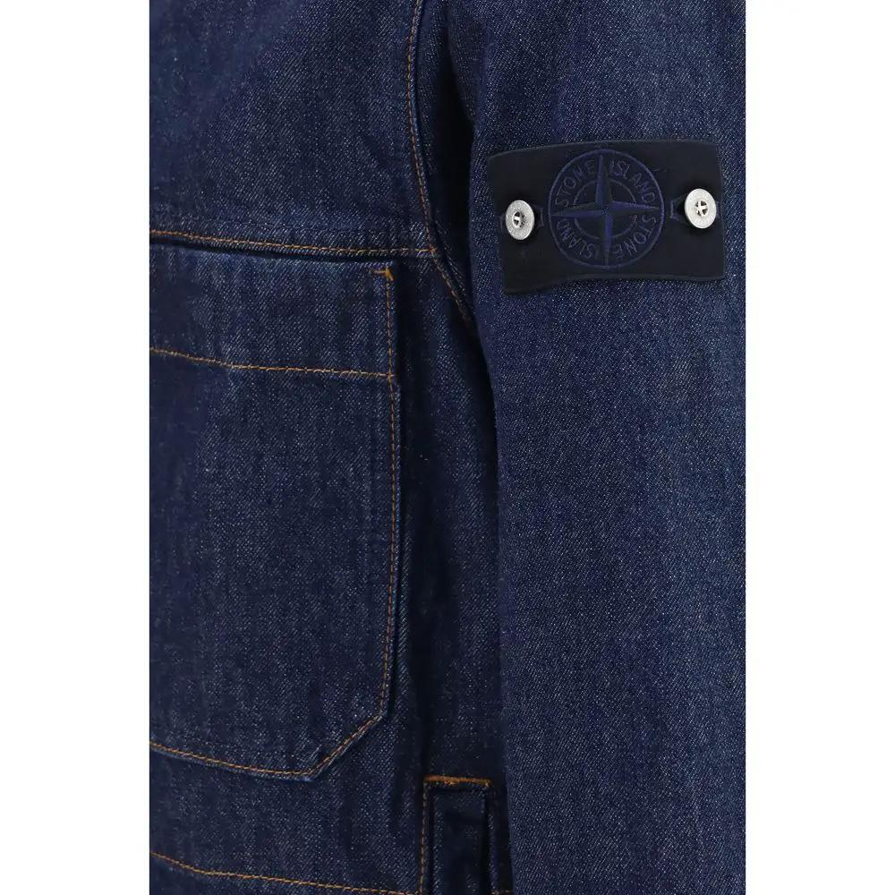 Stone Island Blue Cotton Denim Jacket